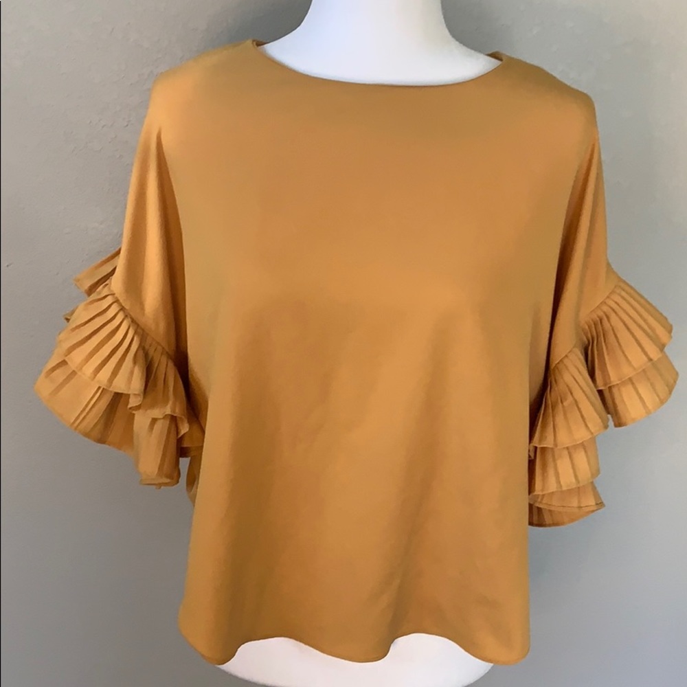 Mustard Yellow Ruffled Sleeve Blouse